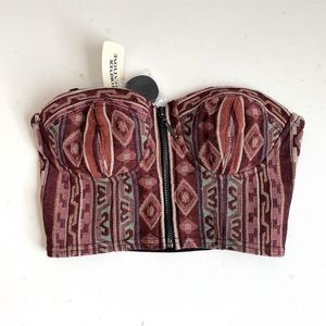 NEW Forever 21 Zip Up Strapless Crop Top Sz Small